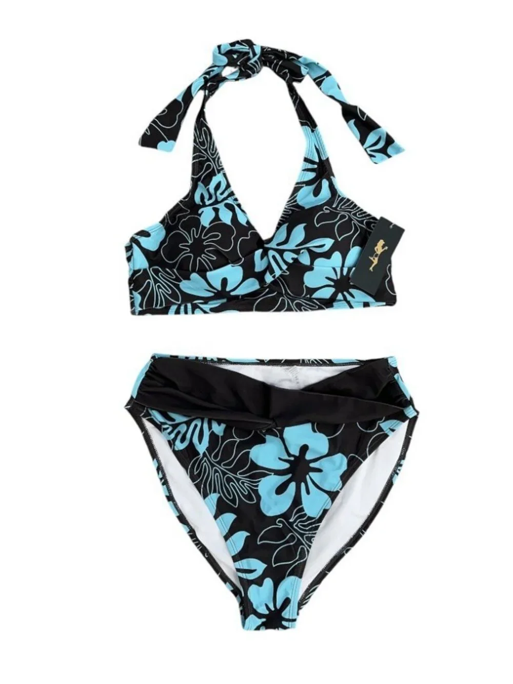 Sopliagon Women High Waist Bikini Set Halter Floral Print Two Piece NWT Size M